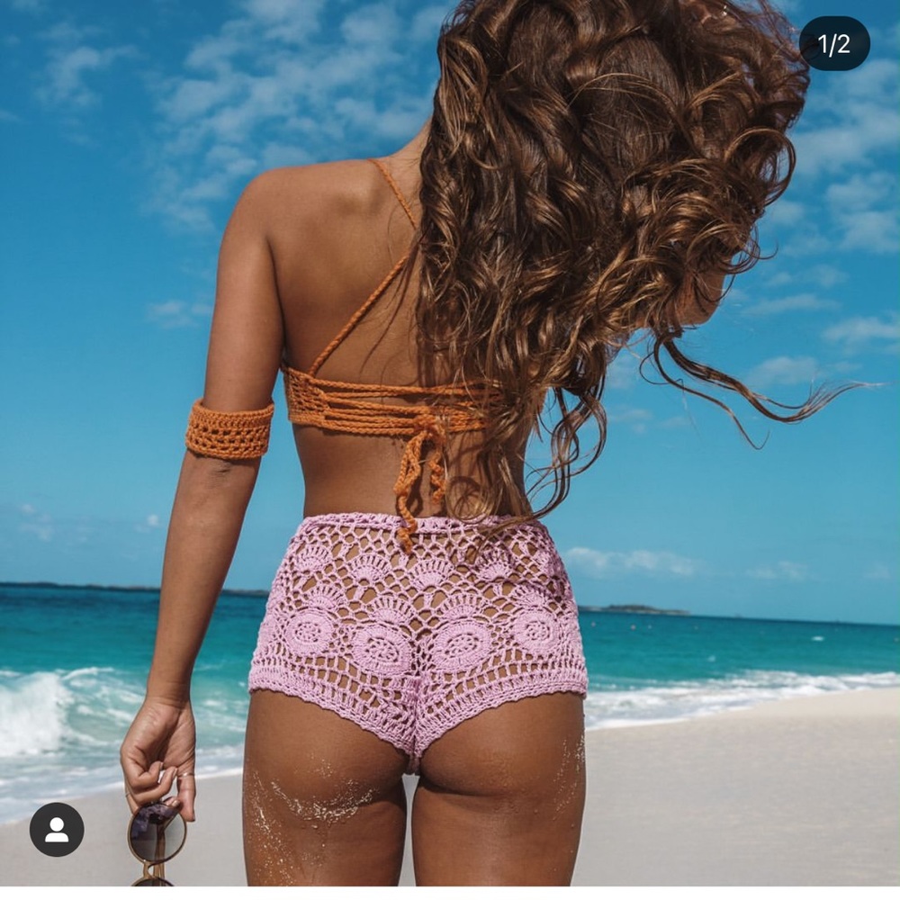 Super cute knit purple Instagram beach shorts